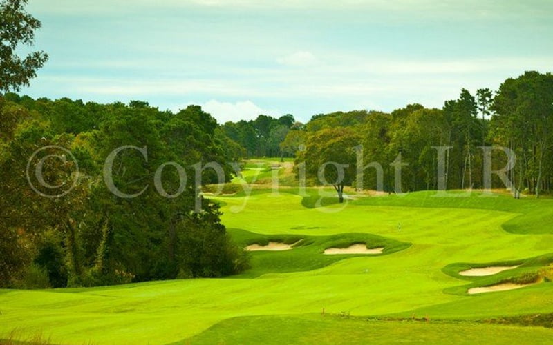 Scottish-style pot bunkers on the Ocean Edge golf course